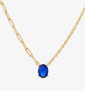 Blue Stone Necklace | 18K Gold Vermeil - Mionza Jewelry-18k gold vermeil, blue sapphire, blue stone necklace, gift for women, navy blue necklace, paperclip chain, paperclip jewelry, paperclip necklace, sapphire jewelry, Sapphire Necklace, sapphire pendant, september birthstone
