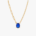 Blue Stone Necklace | 18K Gold Vermeil - Mionza Jewelry-18k gold vermeil, blue sapphire, blue stone necklace, gift for women, navy blue necklace, paperclip chain, paperclip jewelry, paperclip necklace, sapphire jewelry, Sapphire Necklace, sapphire pendant, september birthstone