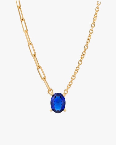 Blue Stone Necklace | 18K Gold Vermeil - Mionza Jewelry-18k gold vermeil, blue sapphire, blue stone necklace, gift for women, navy blue necklace, paperclip chain, paperclip jewelry, paperclip necklace, sapphire jewelry, Sapphire Necklace, sapphire pendant, september birthstone