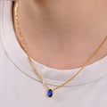 Blue Stone Necklace | 18K Gold Vermeil - Mionza Jewelry-18k gold vermeil, blue sapphire, blue stone necklace, gift for women, navy blue necklace, paperclip chain, paperclip jewelry, paperclip necklace, sapphire jewelry, Sapphire Necklace, sapphire pendant, september birthstone