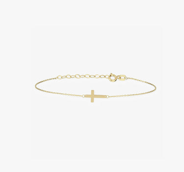 Bracelet with Cross | 14K Solid Gold Mionza Jewelry