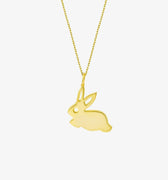 Bunny Necklace | 14K Solid Gold - Mionza Jewelry-14k solid gold, 16th birthday gift, animal jewelry, animal necklace, bunny bracelet, bunny earrings, bunny jewelry, bunny necklace, gift for her, gold bunny necklace, happy valentines day, rabbit pendant, valentine gift