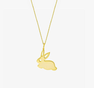 Bunny Necklace | 14K Solid Gold - Mionza Jewelry-14k solid gold, 16th birthday gift, animal jewelry, animal necklace, bunny bracelet, bunny earrings, bunny jewelry, bunny necklace, gift for her, gold bunny necklace, happy valentines day, rabbit pendant, valentine gift