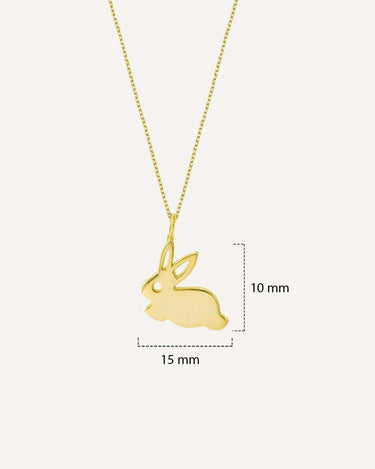 Bunny Necklace | 14K Solid Gold - Mionza Jewelry-14k solid gold, 16th birthday gift, animal jewelry, animal necklace, bunny bracelet, bunny earrings, bunny jewelry, bunny necklace, gift for her, gold bunny necklace, happy valentines day, rabbit pendant, valentine gift