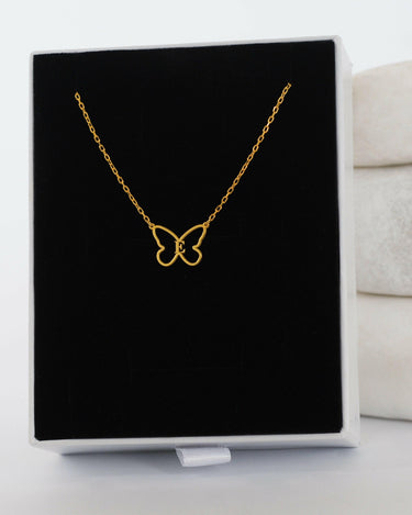Butterfly Initial Necklace | 14K Solid Gold - Mionza Jewelry-1st anniversary gift, animal lover gift, butterfly jewelry, butterfly necklace, custom necklace, dainty name necklace, gift for bestfriend, gift for women, letter necklace, name necklace, personalize necklace, personalized jewelry, summer jewelry