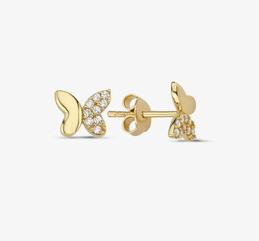 Butterfly Stud Earrings | 14K Solid Gold Mionza