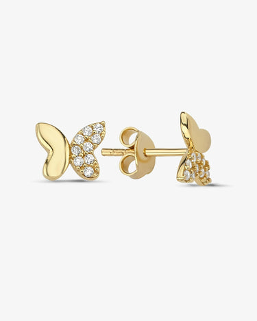 Gold Butterfly Earrings | 14K Solid Gold - Mionza Jewelry-butterflies earrings, Butterfly Earrings, butterfly earrings gold, Butterfly Jewelry, Butterfly Pushback, Butterfly Stud, gift for her, gold cute earrings, Gold Stud Earrings, statement earrings, summer jewelry, Tiny Butterfly Studs, wing earrings