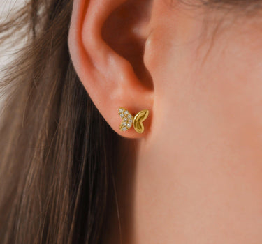 Gold Butterfly Earrings | 14K Solid Gold