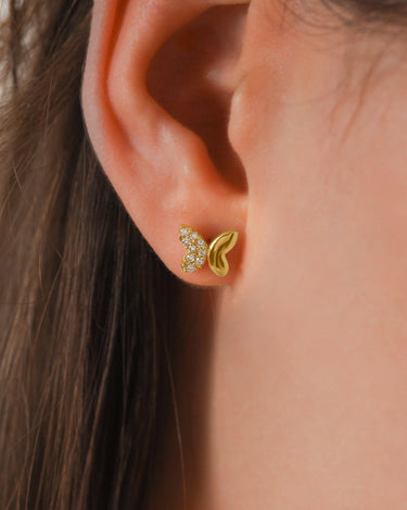 Gold Butterfly Earrings | 14K Solid Gold - Mionza Jewelry-butterflies earrings, Butterfly Earrings, butterfly earrings gold, Butterfly Jewelry, Butterfly Pushback, Butterfly Stud, gift for her, gold cute earrings, Gold Stud Earrings, statement earrings, summer jewelry, Tiny Butterfly Studs, wing earrings