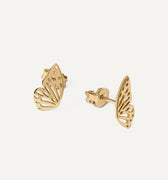 Butterfly Wing Stud Earrings | 14K Solid Gold or Gold Plated 925 Silver - Mionza Jewelry-14k solid gold, butterfly earrings, butterfly jewelry, butterfly wing, butterfly wings, cartilage Earring, double ear piercing, first time mom gift, geometric earrings, gift for mom, gold butterfly earrings, Gold Stud Earrings, small stud earrings, wing earrings