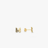 Butterfly Stud Earrings | 14K Solid Gold