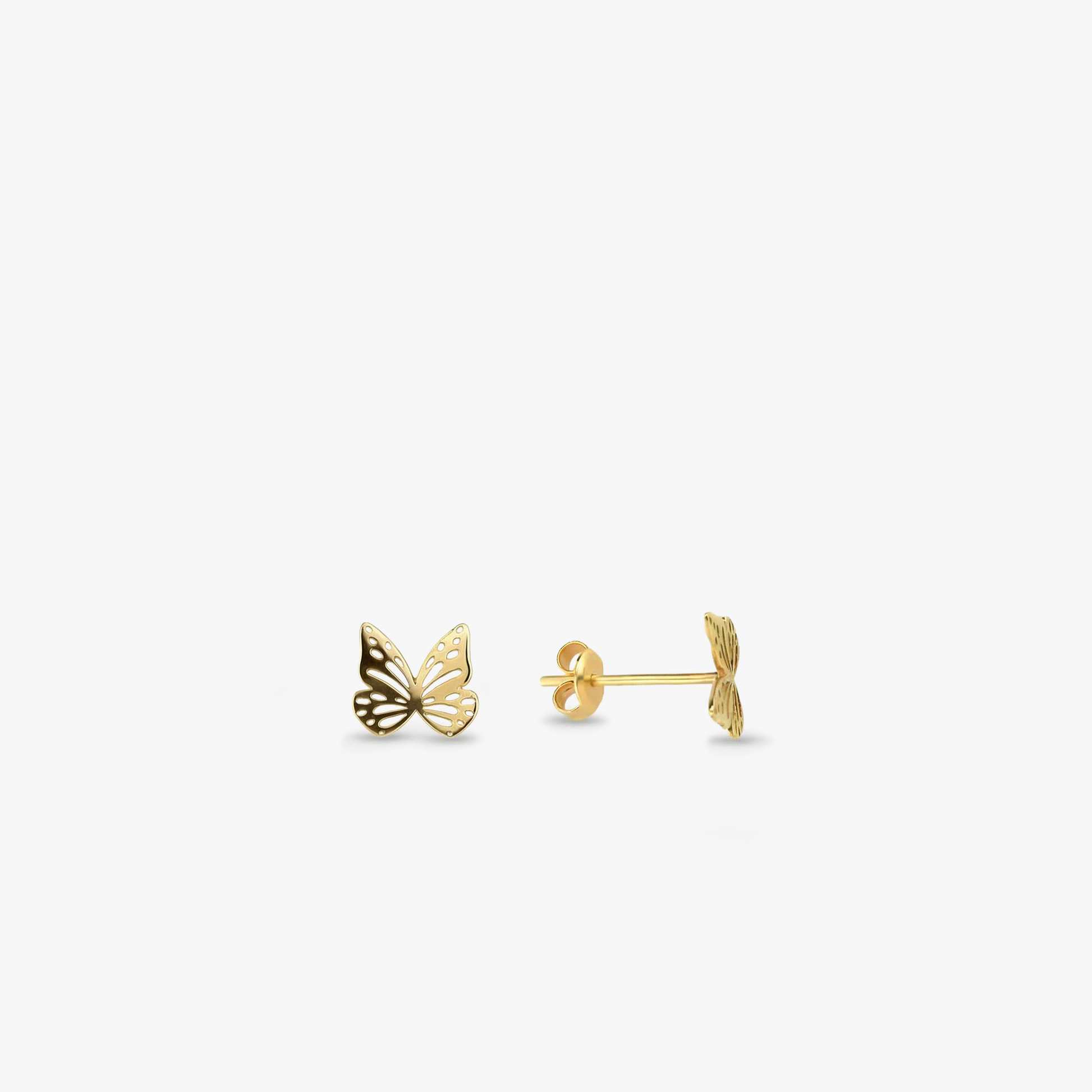 Butterfly Stud Earrings | 14K Solid Gold
