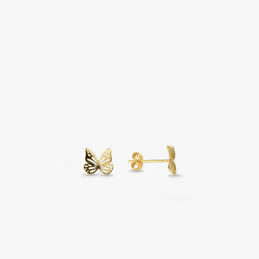 Butterfly Stud Earrings | 14K Solid Gold