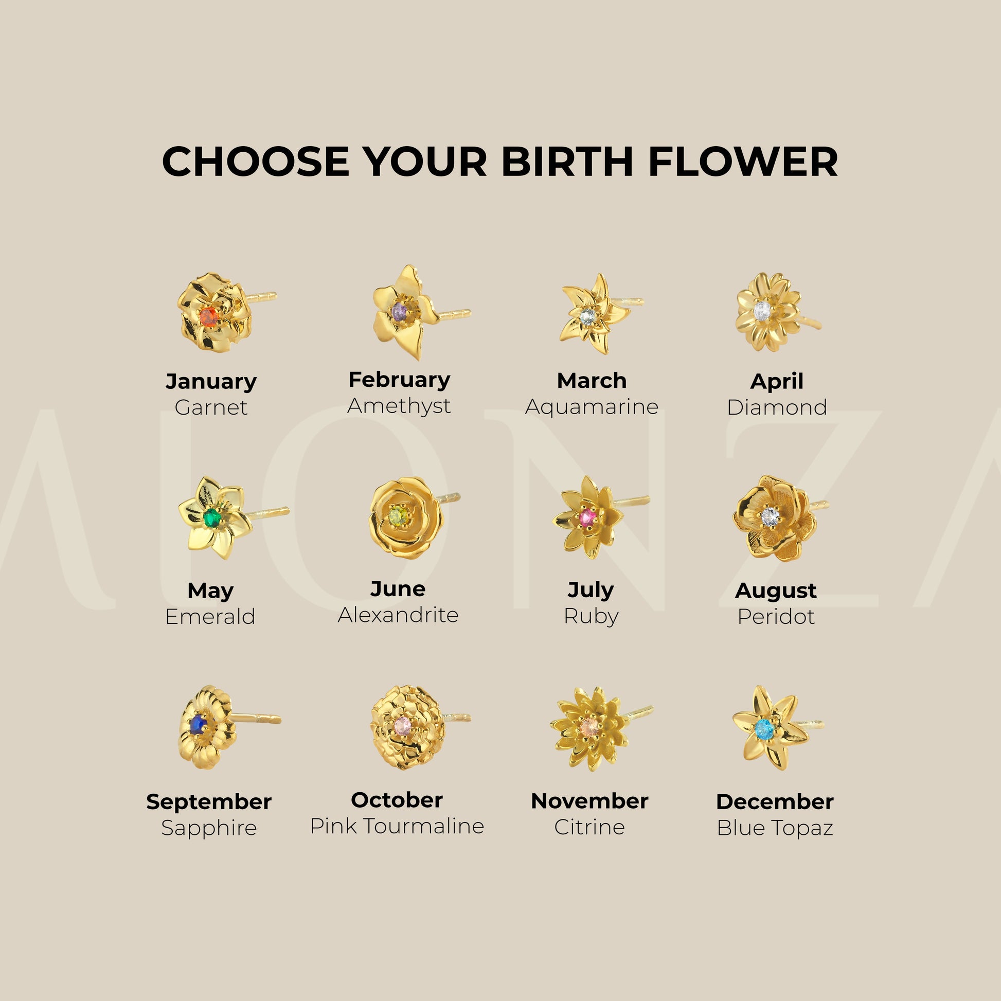 Birthflower Earrings | 18K Gold Vermeil