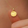 Capricorn Zodiac Necklace | 14K Solid Gold - Mionza Jewelry-astrology necklace, birthday gift, capricorn necklace, capricorn pendant, capricorn zodiac, celestial necklace, custom necklace, disc zodiac necklace, gift for her, gold coin necklace, gold zodiac necklace, zodiac necklace, zodiac pendant