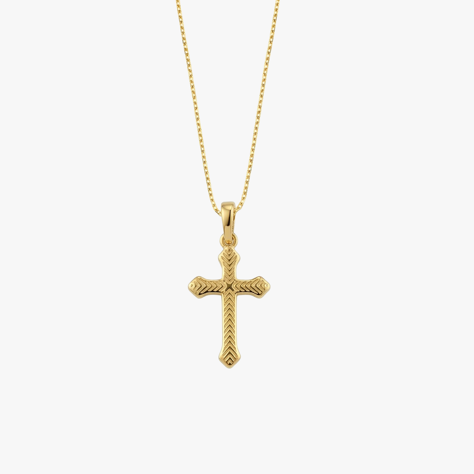 Chevron Pattern Cross Pendant | 18K Gold Vermeil