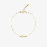 Christian Sideways Cross Bracelet | 14K Solid Gold