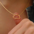 Cloud Necklace | 14K Solid Gold - Mionza Jewelry-16th birthday gift, 1st anniversary gift, celestial jewelry, celestial necklace, Christmas Gift, cloud jewelry, cloud necklace, cloud pendant, gift for girl, gift for women, minimalist necklace, rain cloud necklace