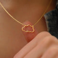 Cloud Necklace | 14K Solid Gold - Mionza Jewelry-16th birthday gift, 1st anniversary gift, celestial jewelry, celestial necklace, Christmas Gift, cloud jewelry, cloud necklace, cloud pendant, gift for girl, gift for women, minimalist necklace, rain cloud necklace