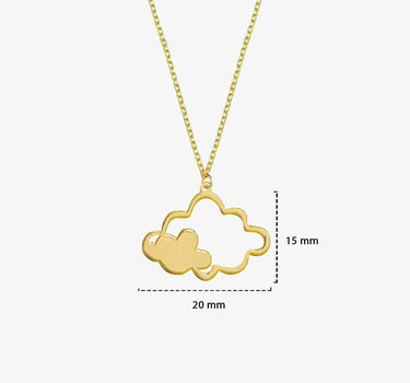 Cloud Pendant Necklace | 14K Solid Gold - Mionza Jewelry-2nd anniversary gift, best friend birthday, cloud jewelry, cloud necklace, cloud necklace gold, cloud pendant, funny necklace, gift for her, rain cloud necklace, rain necklace, summer jewelry, summer necklace, travel necklace