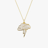 Cloud and Lightning Bolt Pendant | 14K Gold Vermeil