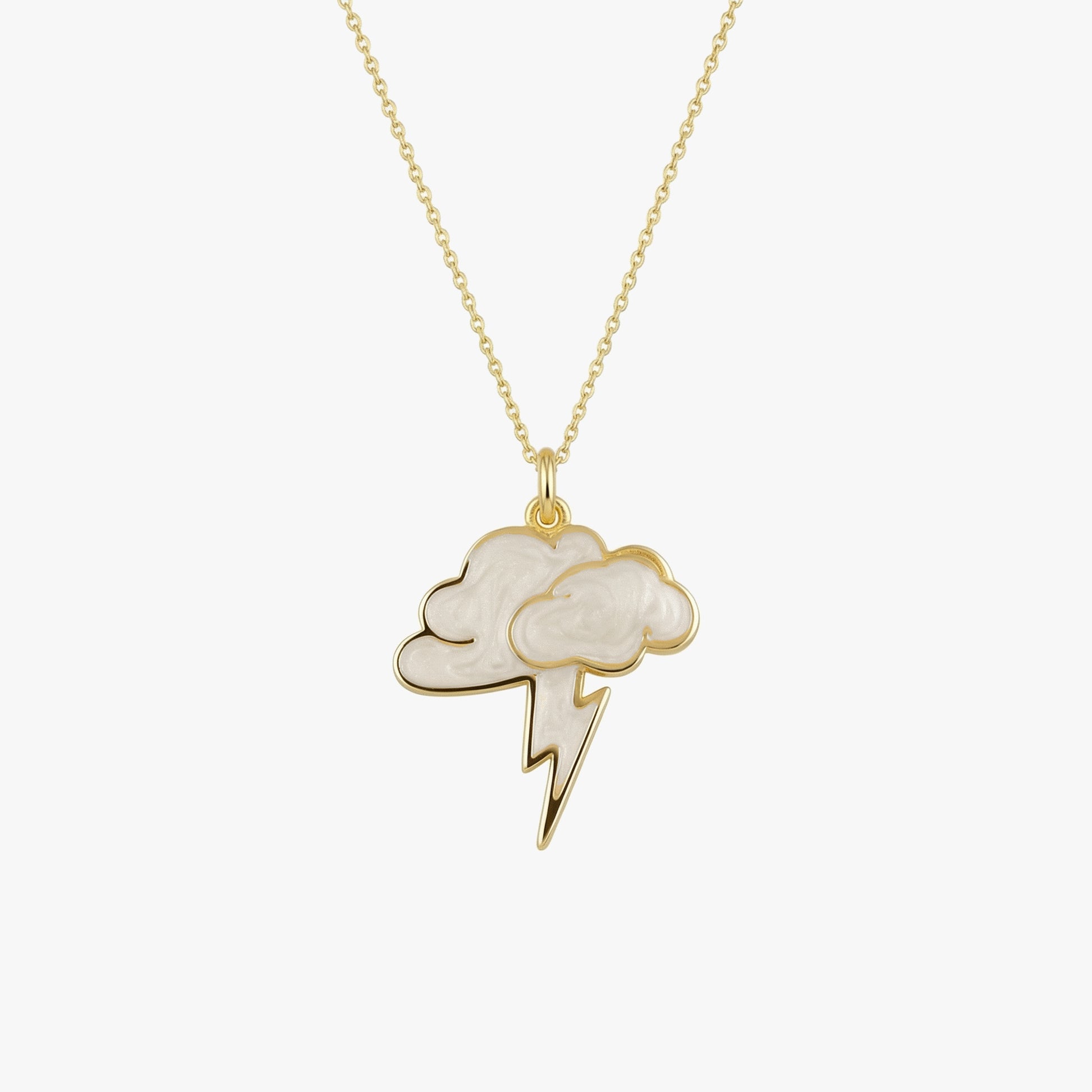 Cloud and Lightning Bolt Pendant | 14K Gold Vermeil