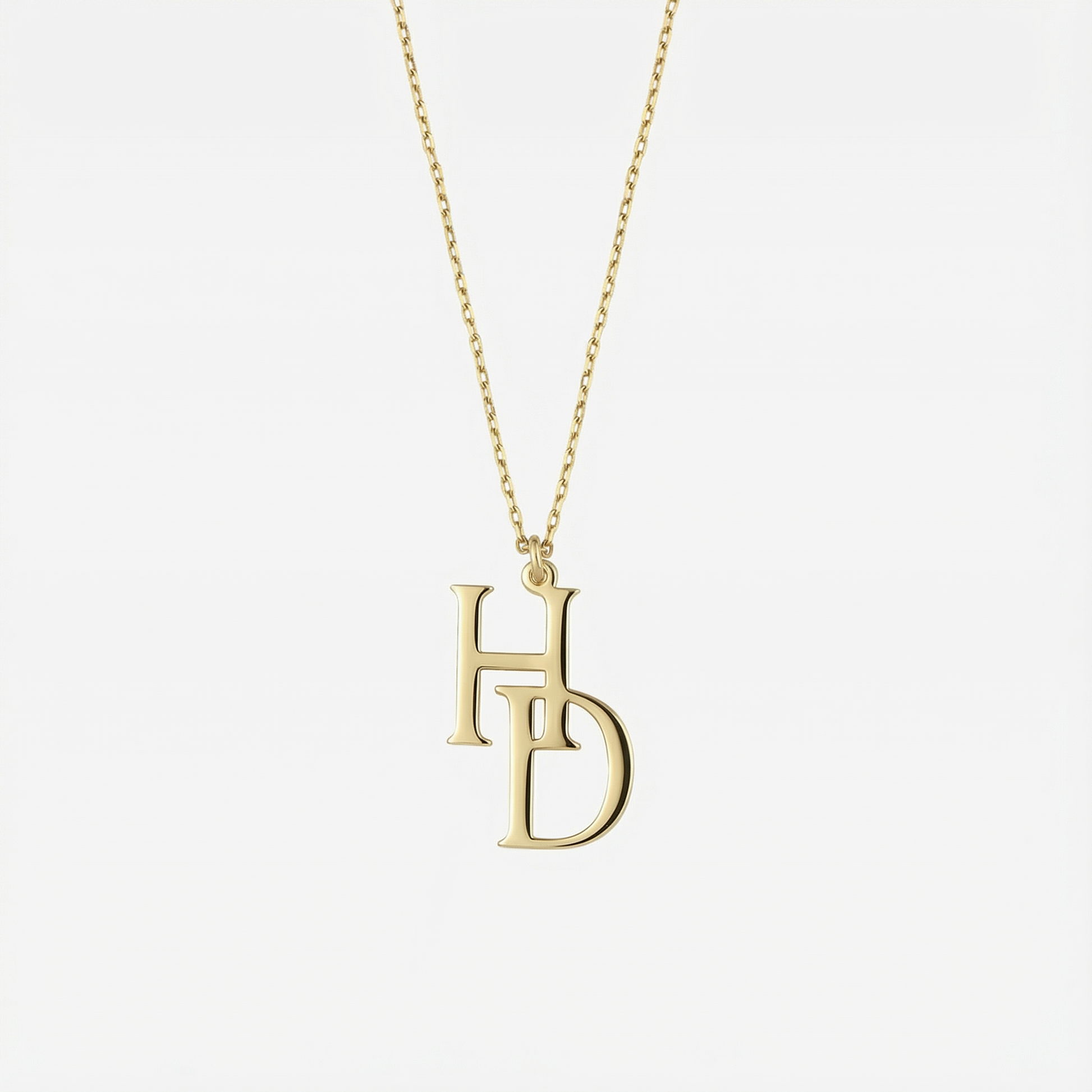Couples Initial Necklace | 14K Solid Gold