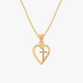 Heart And Cross Necklace | 18K Gold Vermeil - Mionza Jewelry-18k solid gold, Christian Gift, cross necklace, cross pendant, crucifix necklace, gift for her, gold cross necklace, heart jewelry, heart necklace, heart pendant, non tarnish necklace, religious gift, small heart necklace