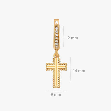 Cross Hoop Earrings | 18K Gold Vermeil - Mionza Jewelry-14k solid gold, 18k solid gold, birthday gift, cross earrings, cross hoop earrings, cross jewelry, crucifix jewelry, dangle hoop earrings, gift for women, huggie hoop earrings, non tarnish earrings, religious jewelry, small hoop earrings