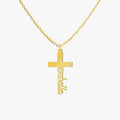 Cross Name Necklace | 14K Solid Gold - Mionza Jewelry-Baby Girl Cross, Baptism Gift for Her, Christian Necklace, Confirmation Gift, Cross Name Necklace, cross necklace, Cross Necklace Gold, Gift Cross Necklace, gift for bestfriend, Gift for Her, Name Cross Necklace, name necklace, Tiny Cross Necklace