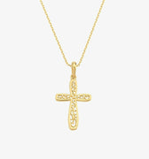 Cross Necklace | 14K Solid Gold - Mionza Jewelry-14k gold cross, 14k gold necklace, Christmas Gift, communion gift, dainty gold cross, gold cross necklace, jesus necklace, jewelry for mother, necklace for mom, necklace for women, religious necklace, rose gold necklace, Small Cross Necklace, tiny cross necklace