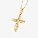 Cross Necklace | 14K Solid Gold - Mionza Jewelry-14k gold cross, 14k gold necklace, Christmas Gift, communion gift, dainty gold cross, gold cross necklace, jesus necklace, jewelry for mother, necklace for mom, necklace for women, religious necklace, rose gold necklace, Small Cross Necklace, tiny cross necklace