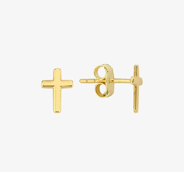 Cross Stud Earrings | 14K Solid Gold Mionza