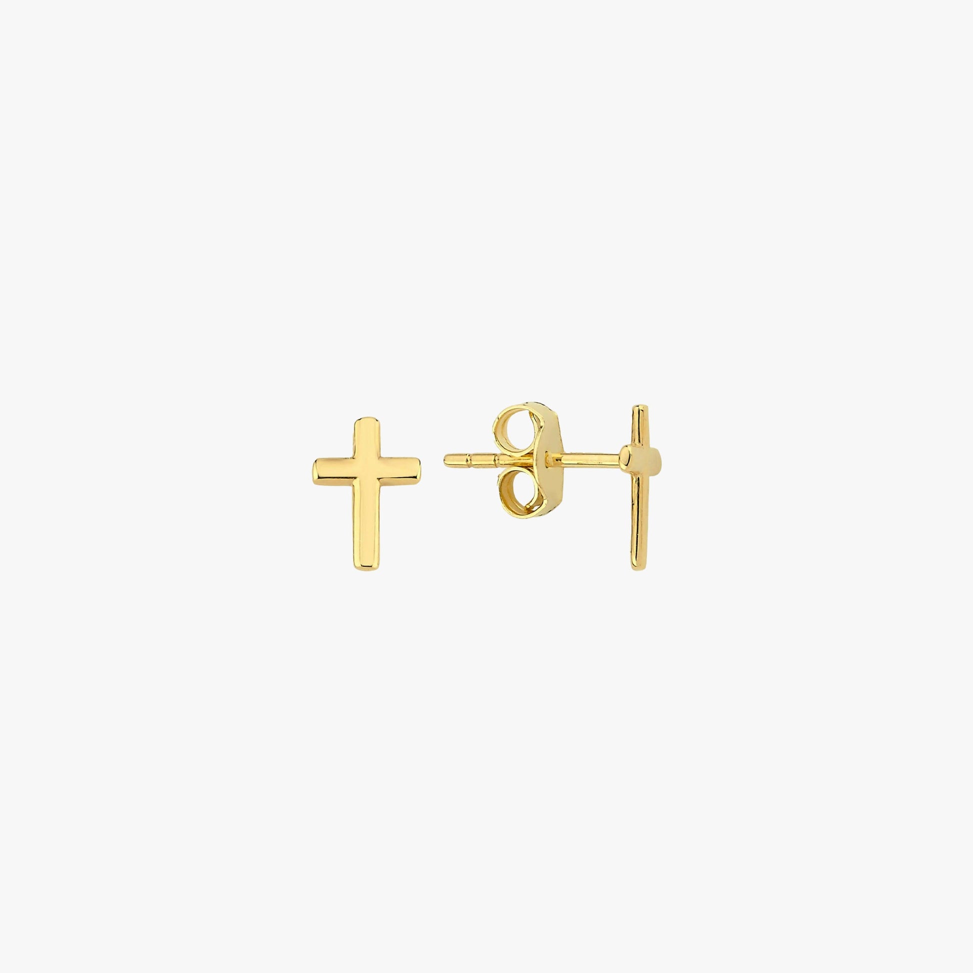 Cross Stud Earrings | 14K Solid Gold - Mionza Jewelry-Christian Earrings, Cross Earrings, Cross Stud Earrings, Gift for Women, Gold Cross Earrings, Gold Cross Studs, Gold Stud Earrings, Religious Jewelry, Second Hole Earrings, Small Stud Earrings, Sweet Cross Earrings, Tiny Cross Earrings