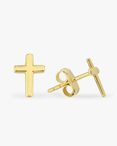 Cross Stud Earrings | 14K Solid Gold - Mionza Jewelry-Christian Earrings, Cross Earrings, Cross Stud Earrings, Gift for Women, Gold Cross Earrings, Gold Cross Studs, Gold Stud Earrings, Religious Jewelry, Second Hole Earrings, Small Stud Earrings, Sweet Cross Earrings, Tiny Cross Earrings