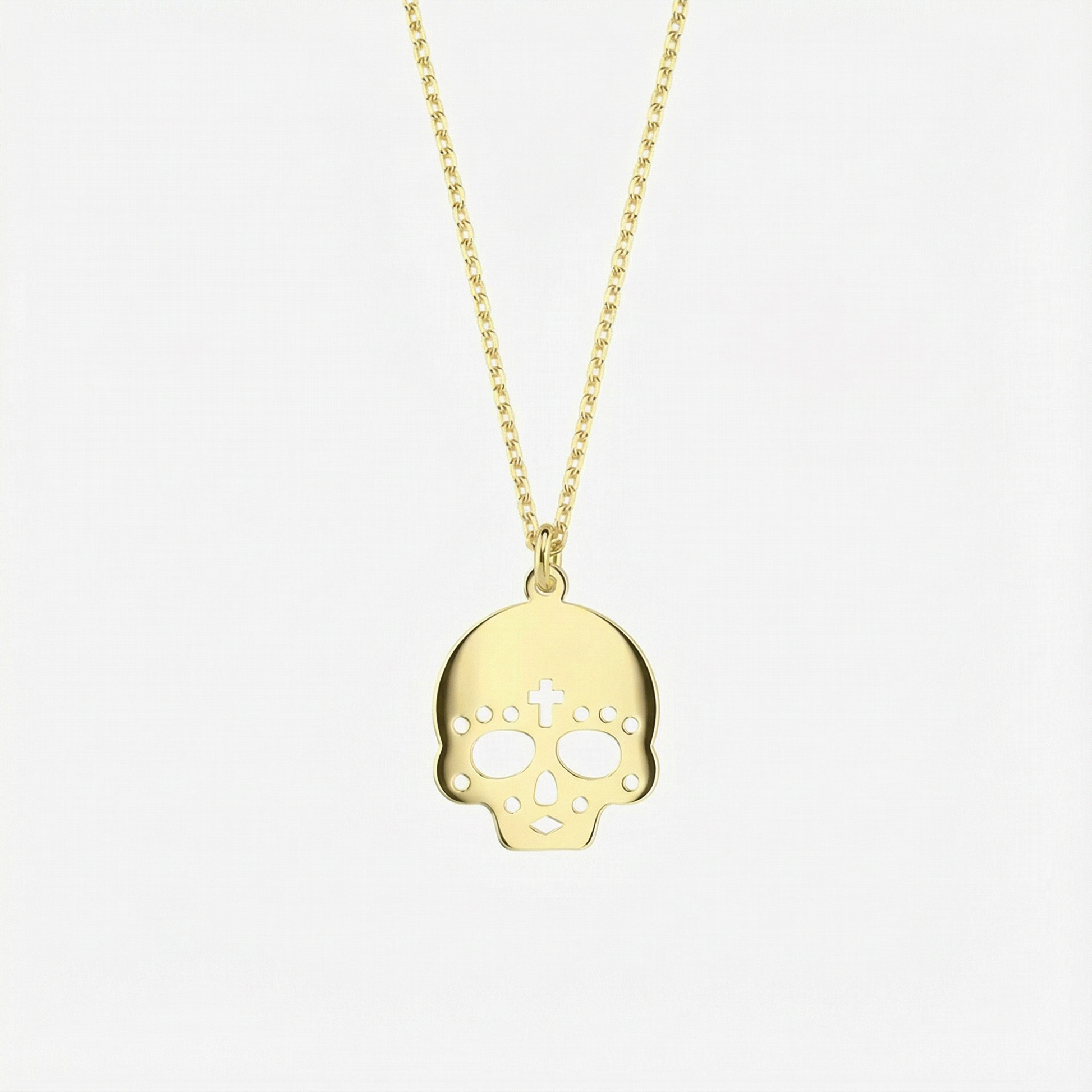 Cross Skull Necklace | 14K Solid Gold