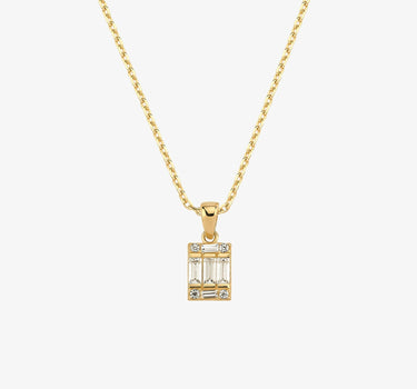 Cubic Zirconia Baguette Cut Necklace | 14K Solid Gold Mionza