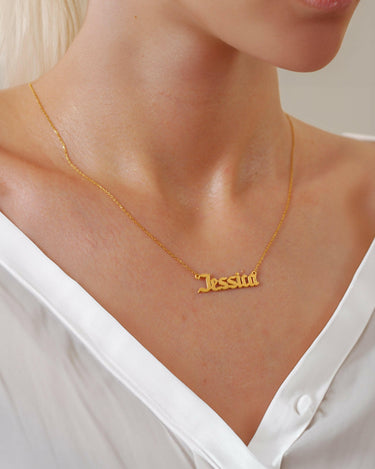 Custom Name Necklace | 14K Solid Gold Mionza