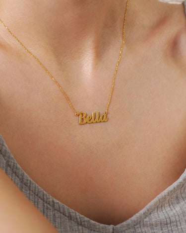 Personalized Necklace with Name | 14K Solid Gold - Mionza Jewelry-14k name necklace, custom name necklace, custom necklace, custom necklace name, Dainty Name Necklace, gift for girl, gift for women, Gold Name Necklace, name necklace, nameplate necklace, necklace with name, personalize necklace, summer jewelry