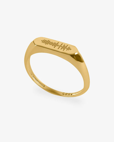 Custom Spotify Code Ring | 14K Solid Gold - Mionza Jewelry-custom ring, engraved ring, gift for bestfriend, gift for her, gold signet ring, graduation gift, music lover gift, pendant spotify code, personalized ring, Spotify Code, spotify code gift, Spotify Code Ring, spotify ring