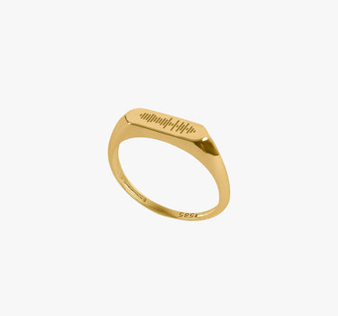 Custom Spotify Code Ring | 14K Solid Gold - Mionza Jewelry-custom ring, engraved ring, gift for bestfriend, gift for her, gold signet ring, graduation gift, music lover gift, pendant spotify code, personalized ring, Spotify Code, spotify code gift, Spotify Code Ring, spotify ring