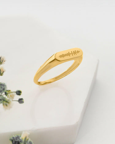 Custom Spotify Code Ring | 14K Solid Gold - Mionza Jewelry-custom ring, engraved ring, gift for bestfriend, gift for her, gold signet ring, graduation gift, music lover gift, pendant spotify code, personalized ring, Spotify Code, spotify code gift, Spotify Code Ring, spotify ring