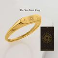 Custom Tarot Card Ring | 14K Solid Gold - Mionza Jewelry-astrology ring, custom engraved ring, engraved ring, personalized ring, signet ring, tarot card box, tarot card jewelry, tarot card ring, tarot cards, tarot jewelry, tarot ring, the sun tarot ring, witch ring