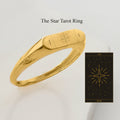 Custom Tarot Card Ring | 14K Solid Gold - Mionza Jewelry-astrology ring, custom engraved ring, engraved ring, personalized ring, signet ring, tarot card box, tarot card jewelry, tarot card ring, tarot cards, tarot jewelry, tarot ring, the sun tarot ring, witch ring