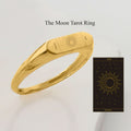 Custom Tarot Card Ring | 14K Solid Gold - Mionza Jewelry-astrology ring, custom engraved ring, engraved ring, personalized ring, signet ring, tarot card box, tarot card jewelry, tarot card ring, tarot cards, tarot jewelry, tarot ring, the sun tarot ring, witch ring