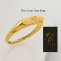 Custom Tarot Card Ring | 14K Solid Gold - Mionza Jewelry-astrology ring, custom engraved ring, engraved ring, personalized ring, signet ring, tarot card box, tarot card jewelry, tarot card ring, tarot cards, tarot jewelry, tarot ring, the sun tarot ring, witch ring