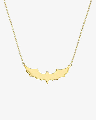 Bat Necklace | 14K Solid Gold or Gold Plated Options - Mionza Jewelry-bat jewelry, bat necklace, bat wings necklace, goth necklace, halloween jewelry, halloween necklace, haloween gifts, quirky jewelry, silver bat necklace, spooky necklace, trick or treat, vampire bat pendant, vampire necklace