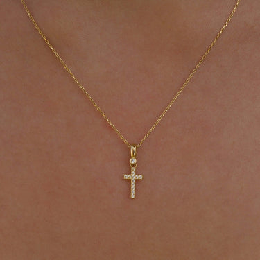 Tiny Cross Necklace | 14K Solid Gold - Mionza Jewelry-1 year old girl gift, Baby Girl Cross, Baptism Gift for Her, Christening Gifts, Christian Necklace, Confirmation Gift, Cross Name Necklace, Cross Necklace Gold, Gift Cross Necklace, Name Cross Necklace, Old English Cross, small cross necklace, Tiny Cross Necklace