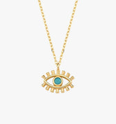 Gold Evil Eye Necklace | 14K Solid Gold - Mionza Jewelry-Chocker Necklace, Evil Eye Charm, Evil Eye Jewelry, Evil Eye Necklace, Evil Eye Pendant, Eye Shaped Necklace, Gold Evil Eye, gold evil eye necklace, Hamsa Necklace, Nazar Necklace, Protection Necklace, Tiny Evil Eye, Turkish Evil Eye