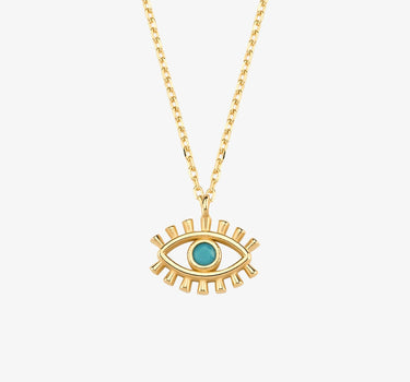 Dainty Evil Eye Necklace | 14K Solid Gold Mionza